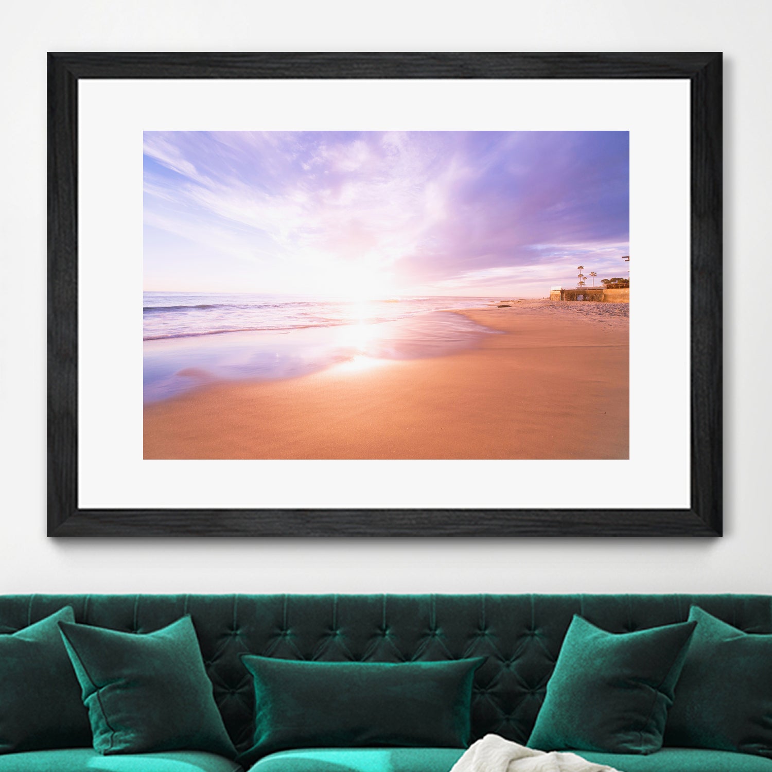 Sunset Beach Scene, Summertime, Pastel Sky by Petra Lang on GIANT ART - pink photo illustration