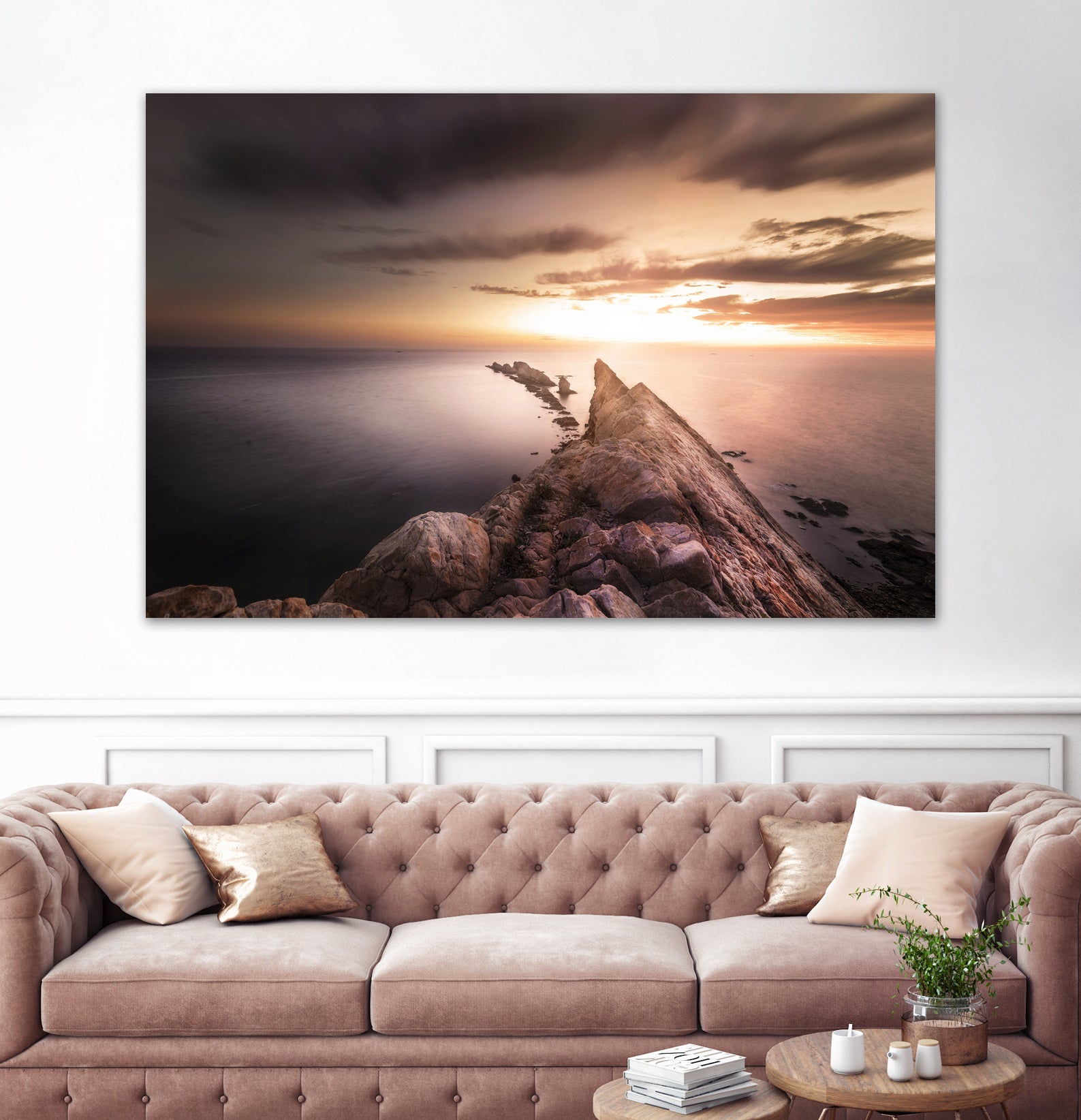 Sunset  Coast, Waves and Rocks by Petra Lang on GIANT ART - brown photo illustration