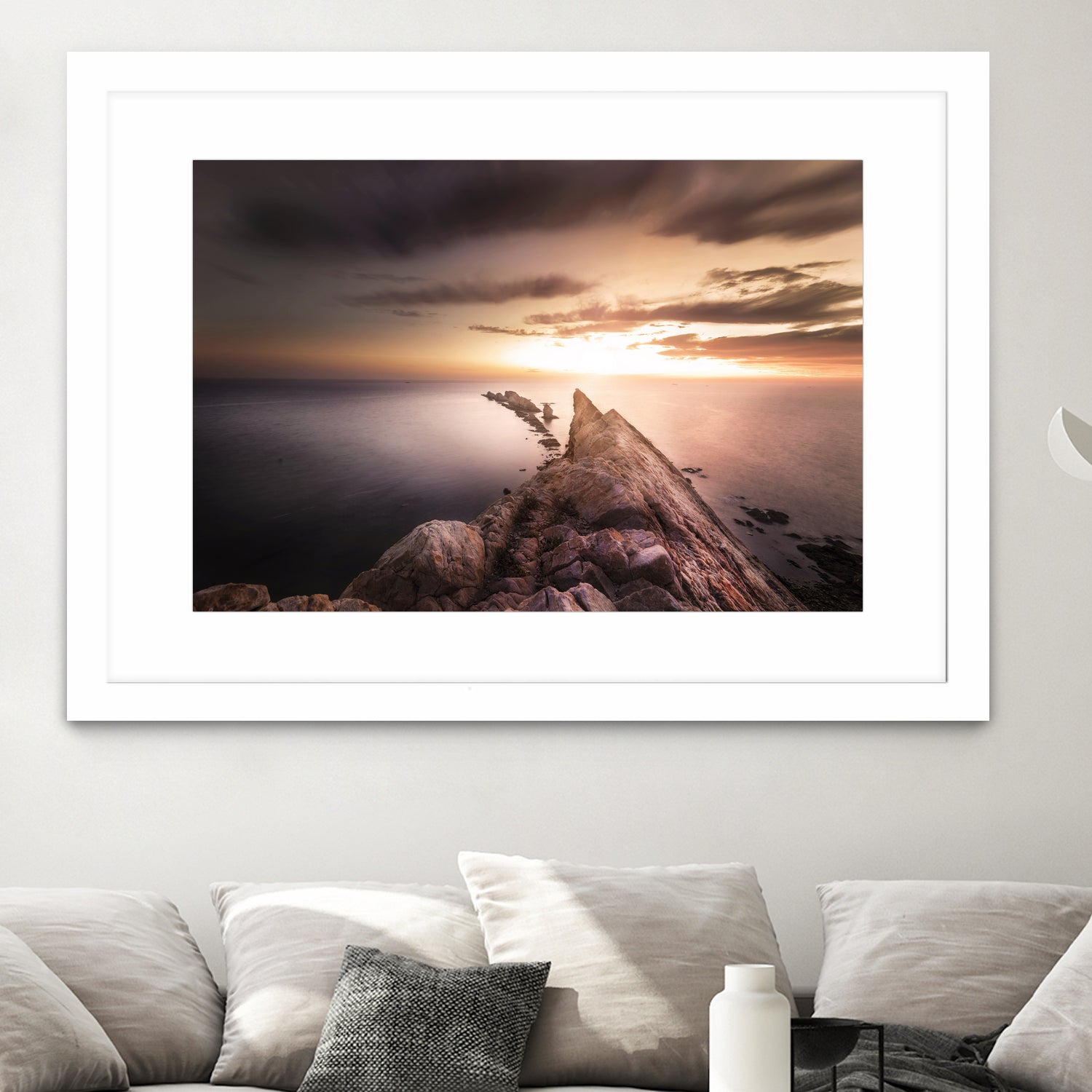 Sunset  Coast, Waves and Rocks by Petra Lang on GIANT ART - brown photo illustration