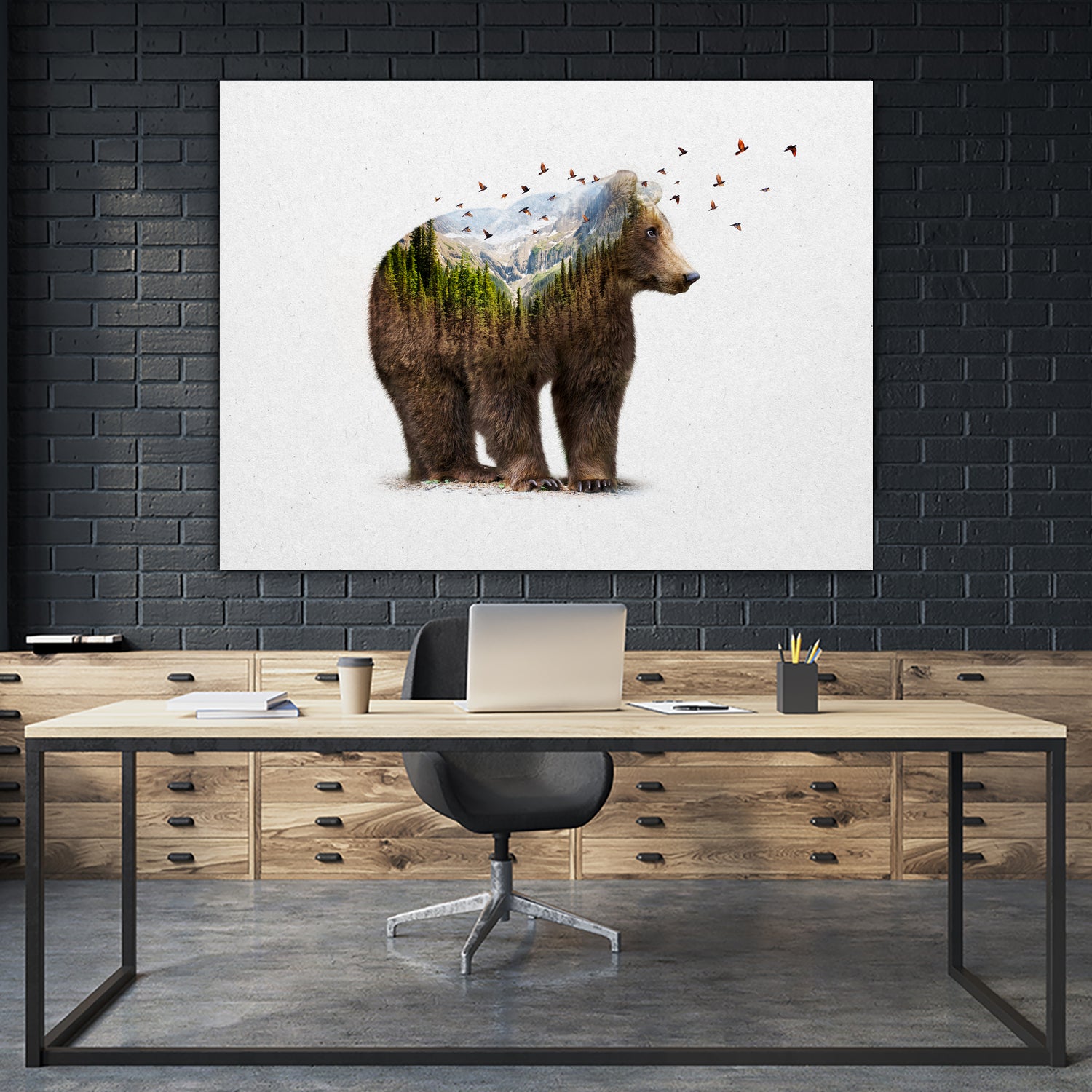 Wild I Shall Stay | Bear by Soaring Anchor on GIANT ART - brown photo manipulation