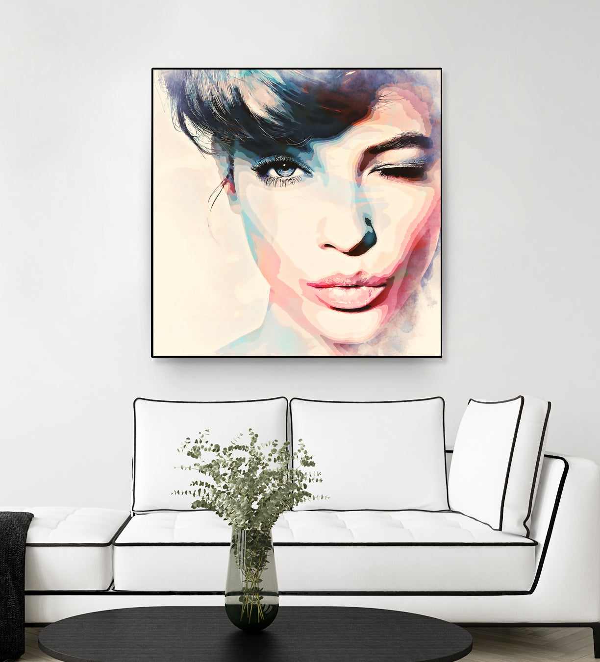 wink - painting watercolor by CADET Pierre on GIANT ART - blue digital painting