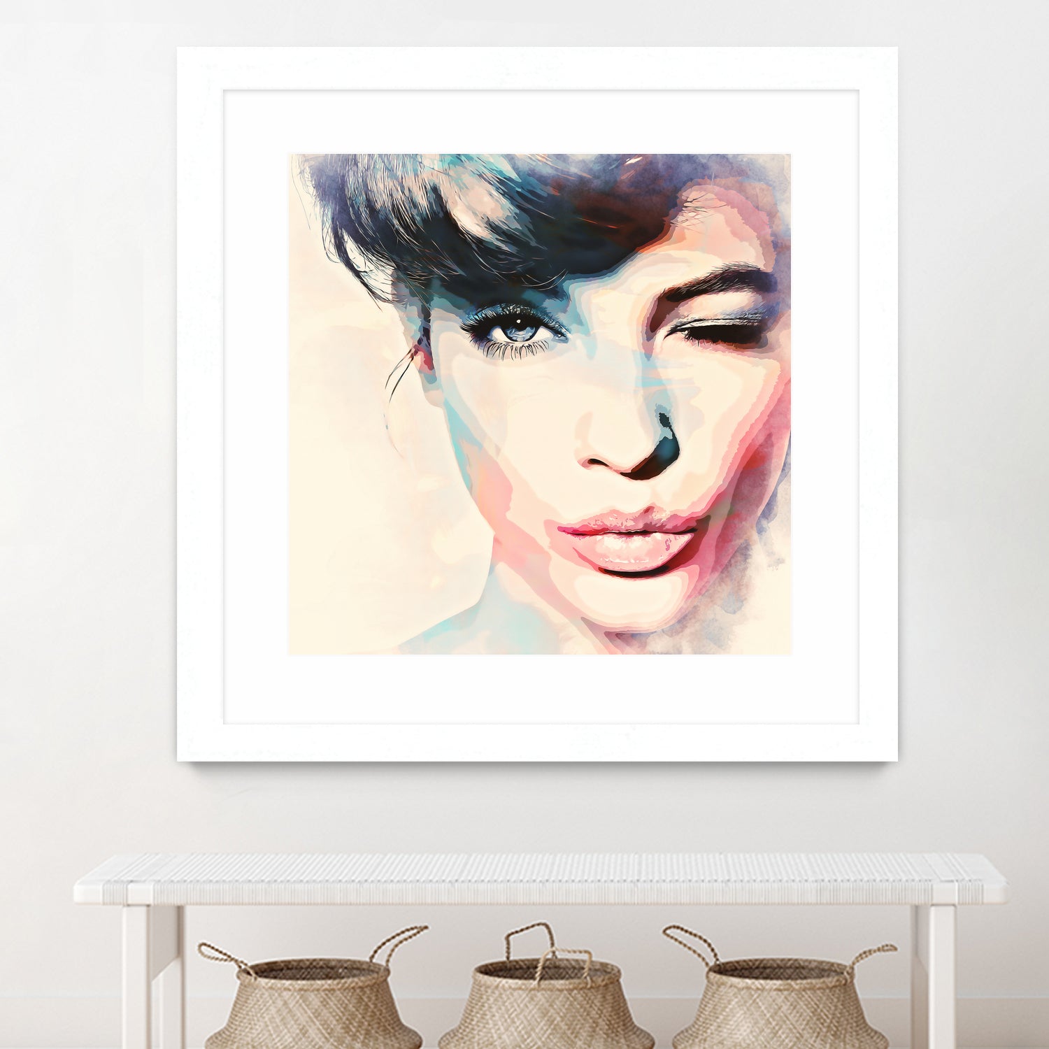 wink - painting watercolor by CADET Pierre on GIANT ART - blue digital painting