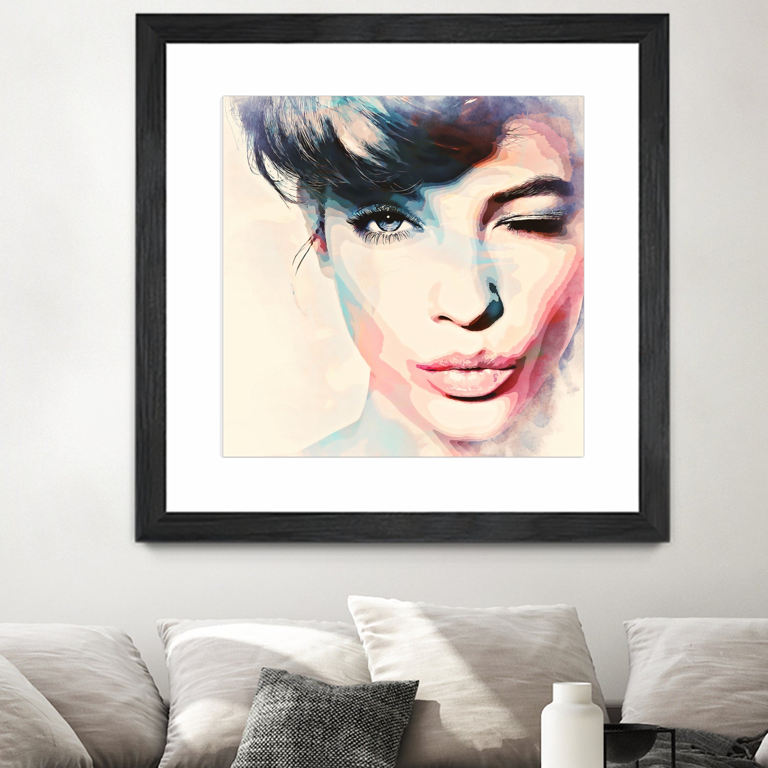 wink - painting watercolor by CADET Pierre on GIANT ART - blue digital painting