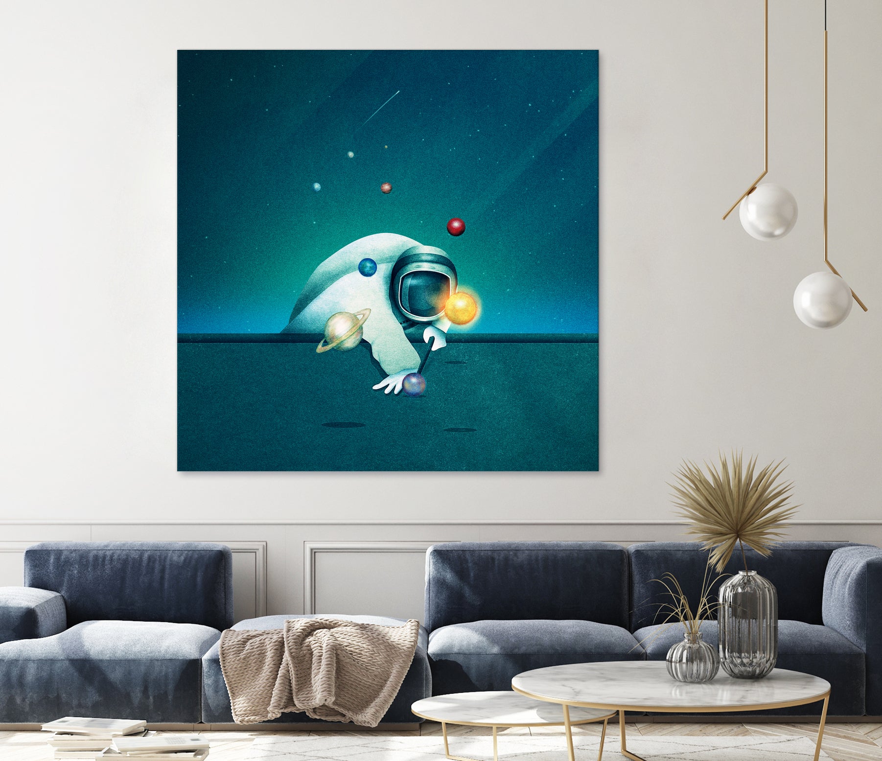 Astronaut Billards by Romina Lutz on GIANT ART - green digital painting