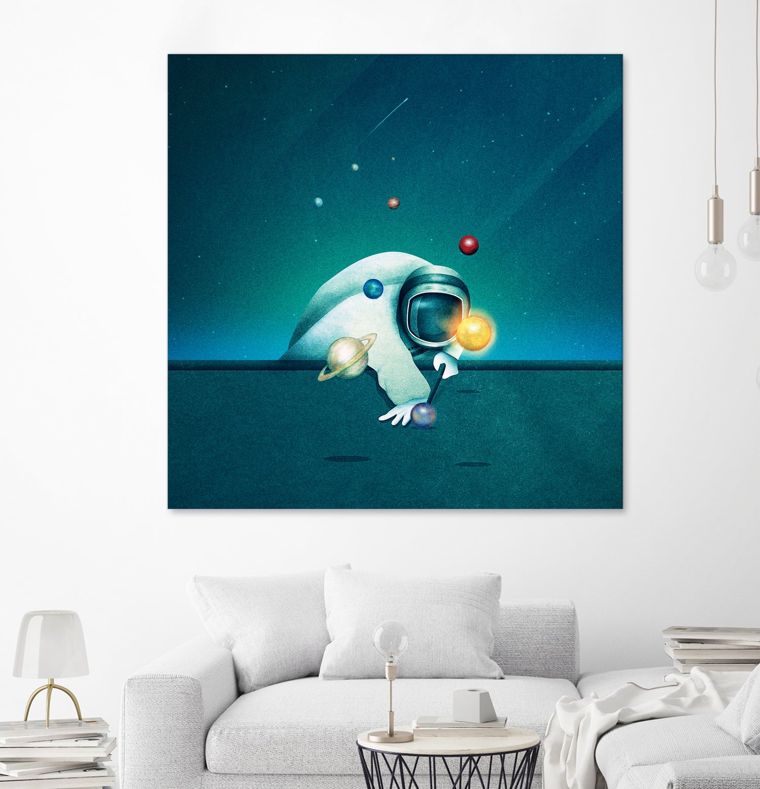 Astronaut Billards by Romina Lutz on GIANT ART - green digital painting