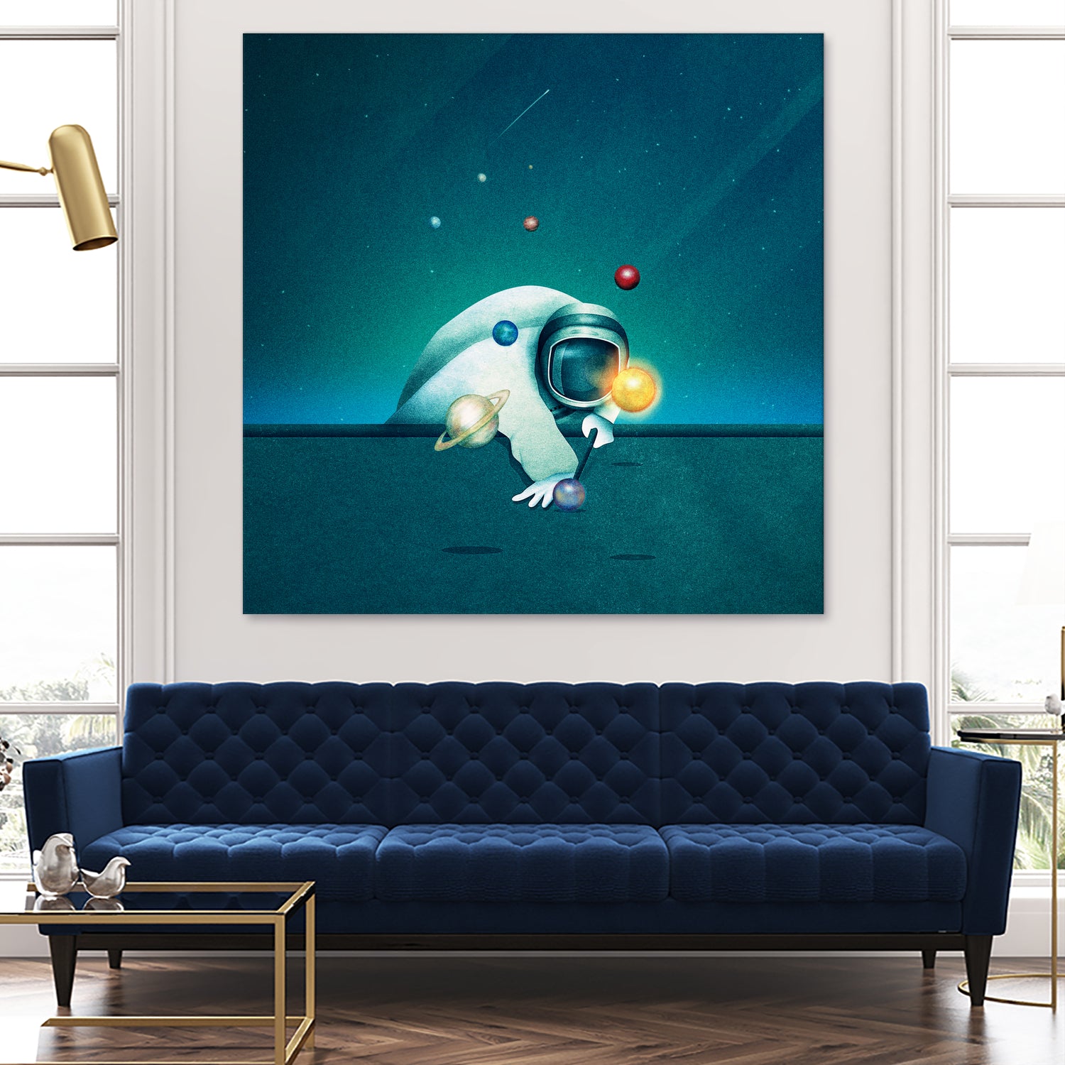 Astronaut Billards by Romina Lutz on GIANT ART - green digital painting