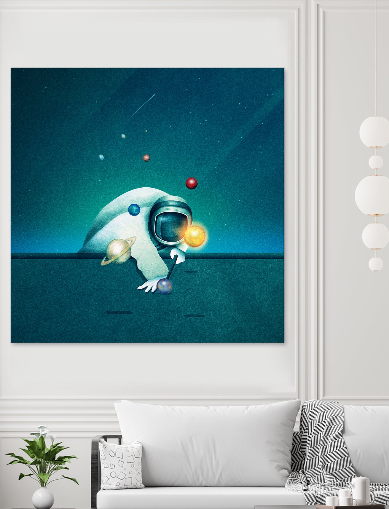 Astronaut Billards by Romina Lutz on GIANT ART - green digital painting