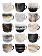 Pretty Coffee Cups 3 - White by Elisabeth Fredriksson on GIANT ART - gray digital painting