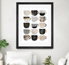 Pretty Coffee Cups 3 - White by Elisabeth Fredriksson on GIANT ART - gray digital painting