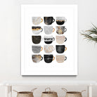 Pretty Coffee Cups 3 - White by Elisabeth Fredriksson on GIANT ART - gray digital painting