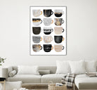 Pretty Coffee Cups 3 - White by Elisabeth Fredriksson on GIANT ART - gray digital painting