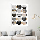 Pretty Coffee Cups 3 - White by Elisabeth Fredriksson on GIANT ART - gray digital painting