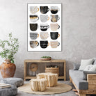 Pretty Coffee Cups 3 - White by Elisabeth Fredriksson on GIANT ART - gray digital painting