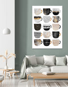Pretty Coffee Cups 3 - White by Elisabeth Fredriksson on GIANT ART - gray digital painting