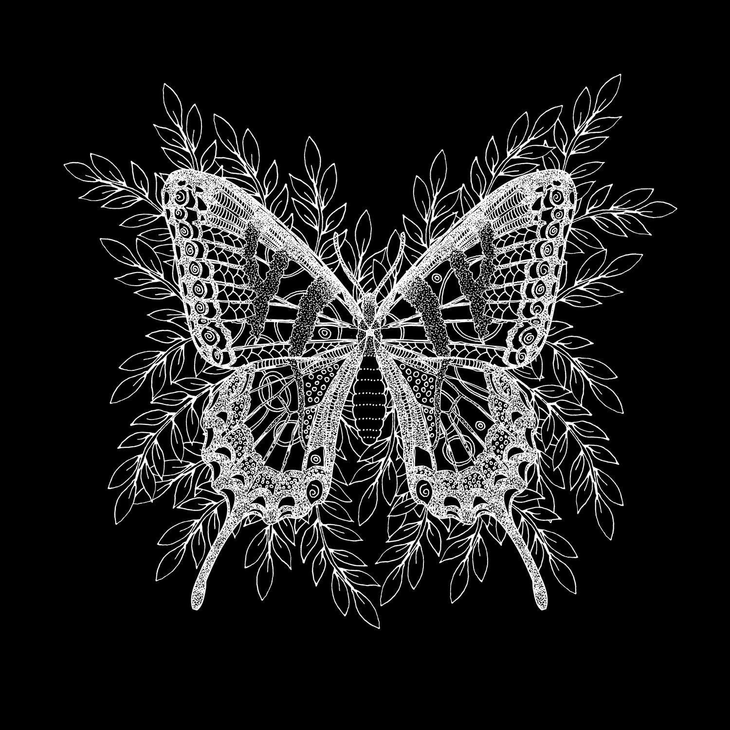 Black and White Butterfly Design by Brigitte Carre on GIANT ART - black digital painting