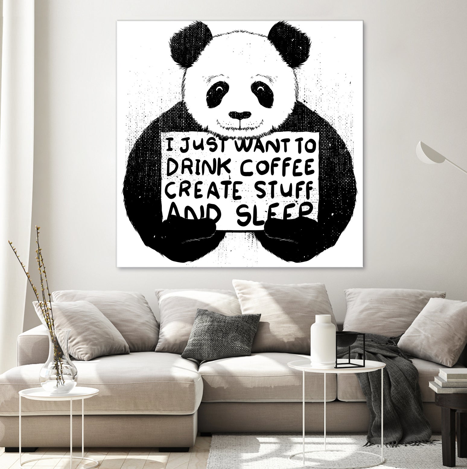 I Just Want to Drink Coffee Creates Stuff and Sleep by Tobias Fonseca on GIANT ART - white digital painting