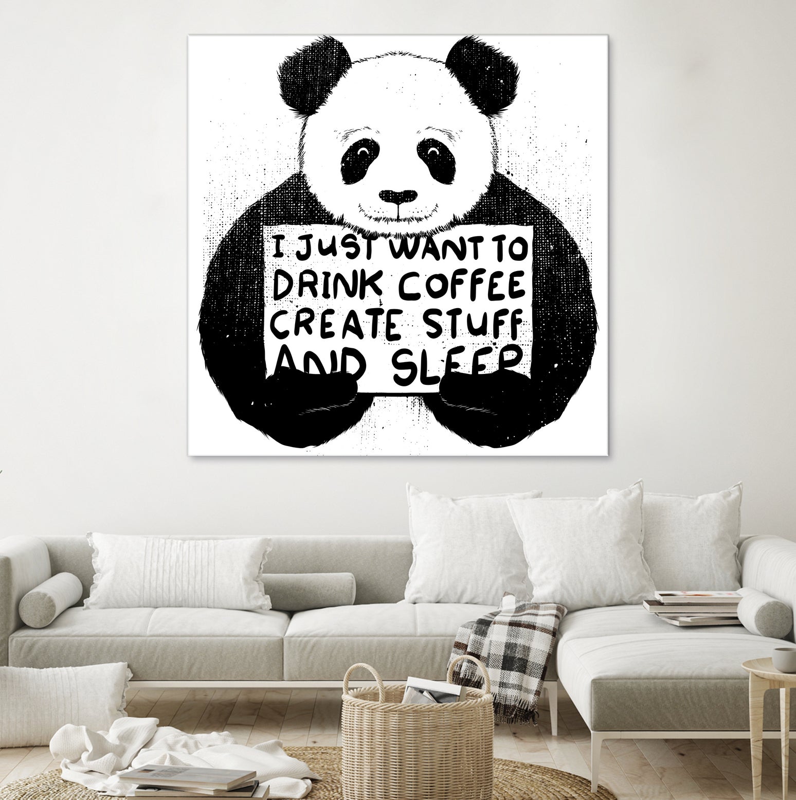 I Just Want to Drink Coffee Creates Stuff and Sleep by Tobias Fonseca on GIANT ART - white digital painting