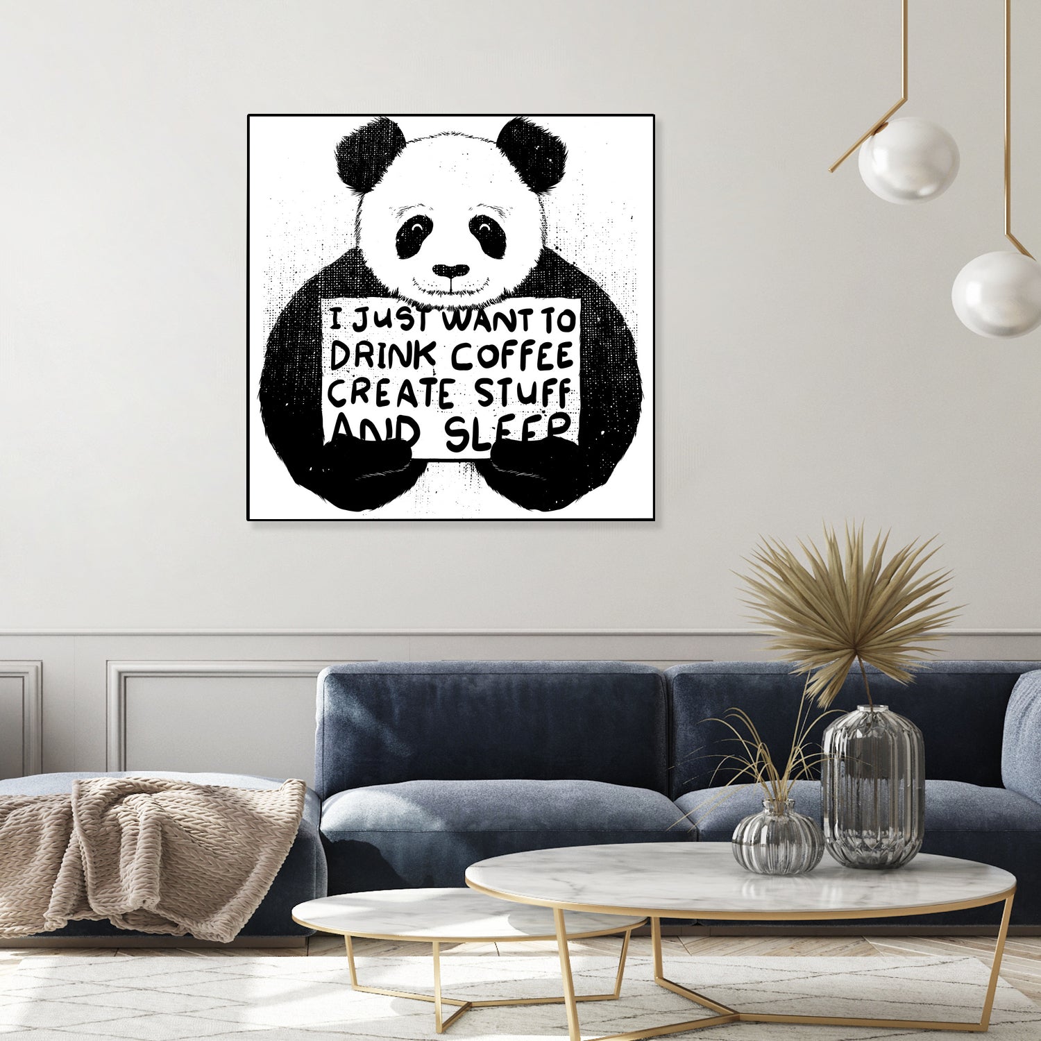 I Just Want to Drink Coffee Creates Stuff and Sleep by Tobias Fonseca on GIANT ART - white digital painting