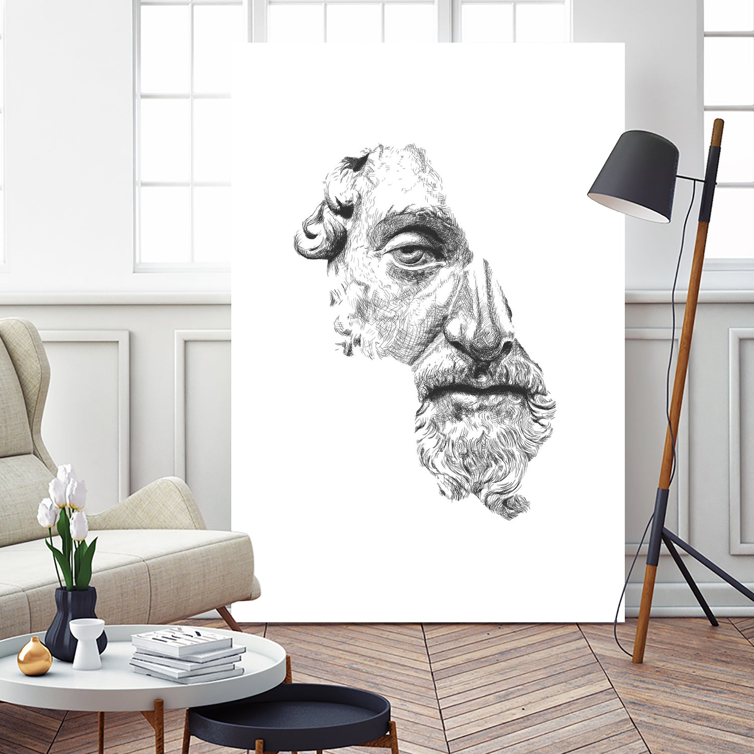 MARCUS AURELIUS ANTONINUS AUGUSTUS / black / white by Daniel Coulmann on GIANT ART - white digital drawing