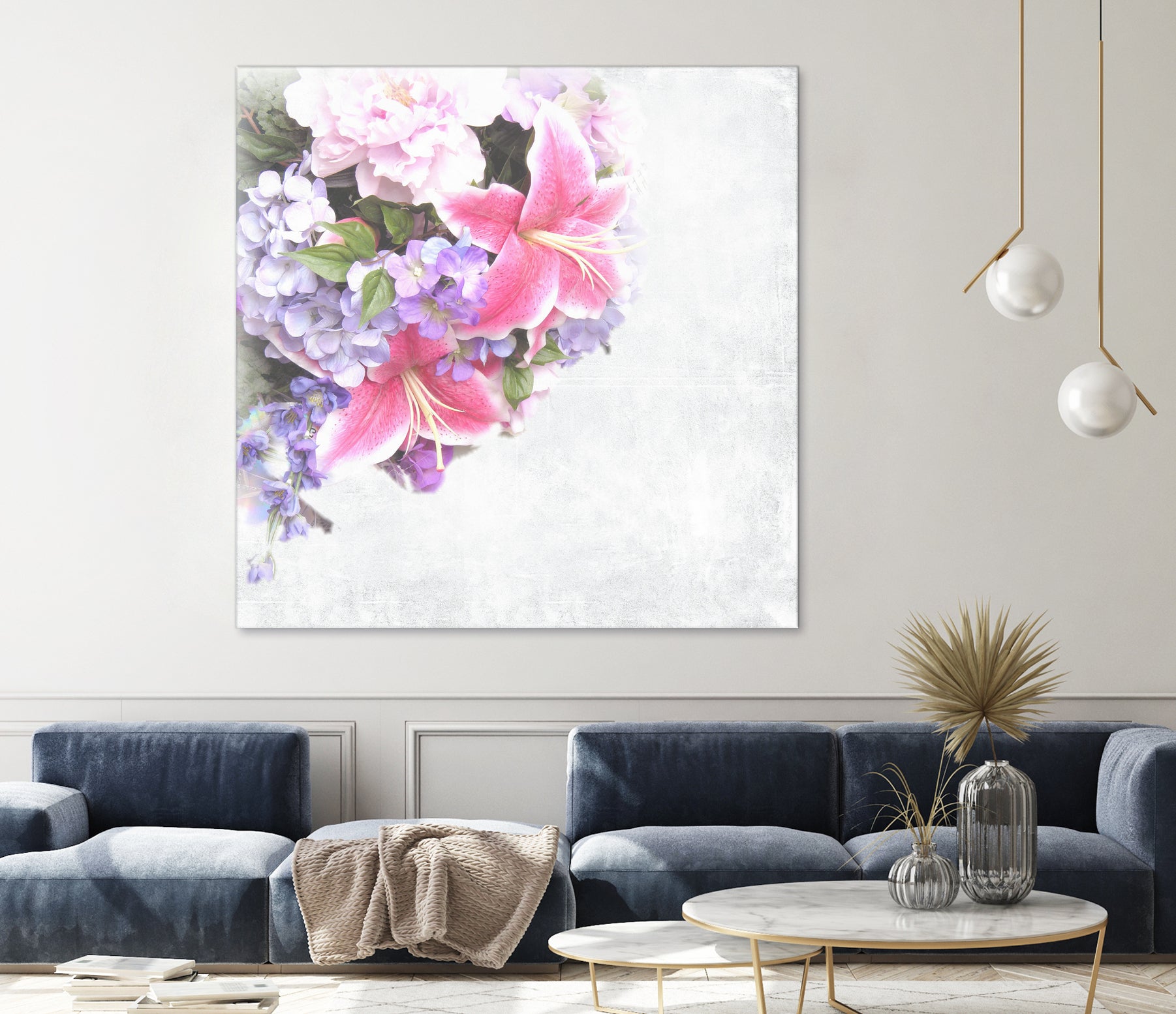 Vintage Flowers Lily by Sven Herkenrath on GIANT ART - pink mixed media