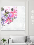 Vintage Flowers Lily by Sven Herkenrath on GIANT ART - pink mixed media