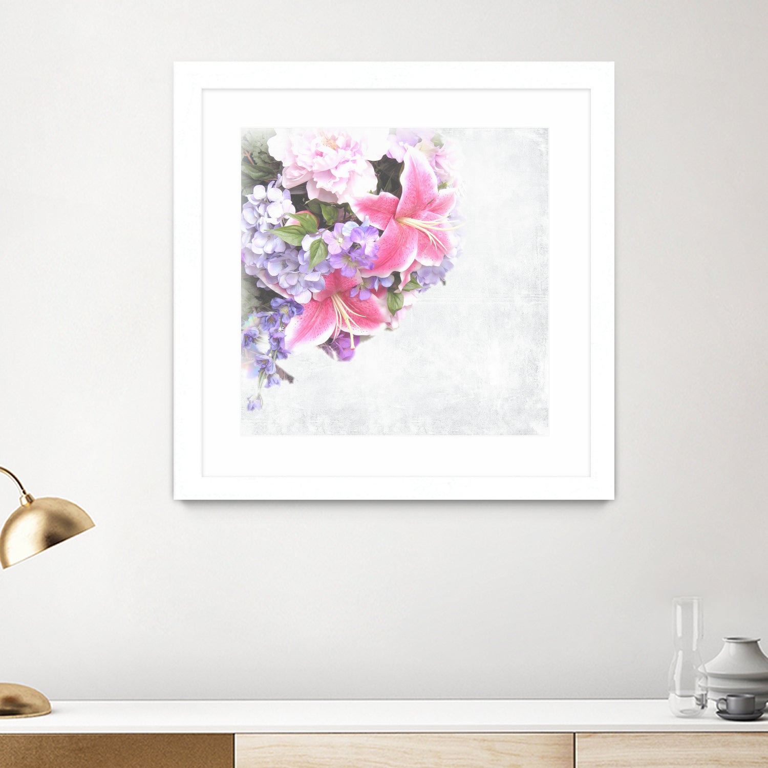 Vintage Flowers Lily by Sven Herkenrath on GIANT ART - pink mixed media