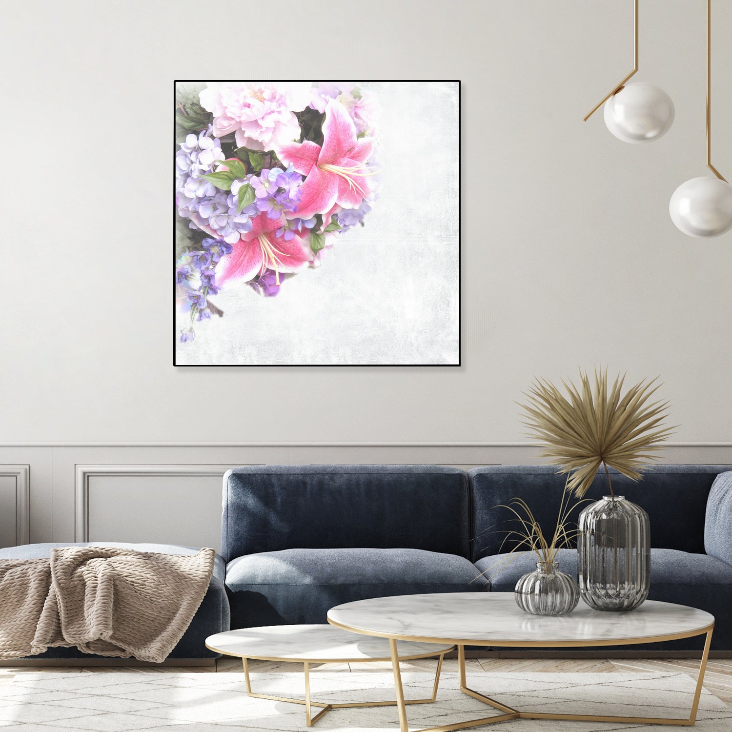 Vintage Flowers Lily by Sven Herkenrath on GIANT ART - pink mixed media