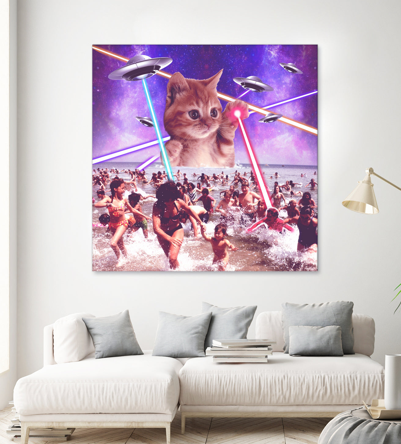 cat invader from space galaxy marsians by Damian Augustyniak on GIANT ART - white photo manipulation