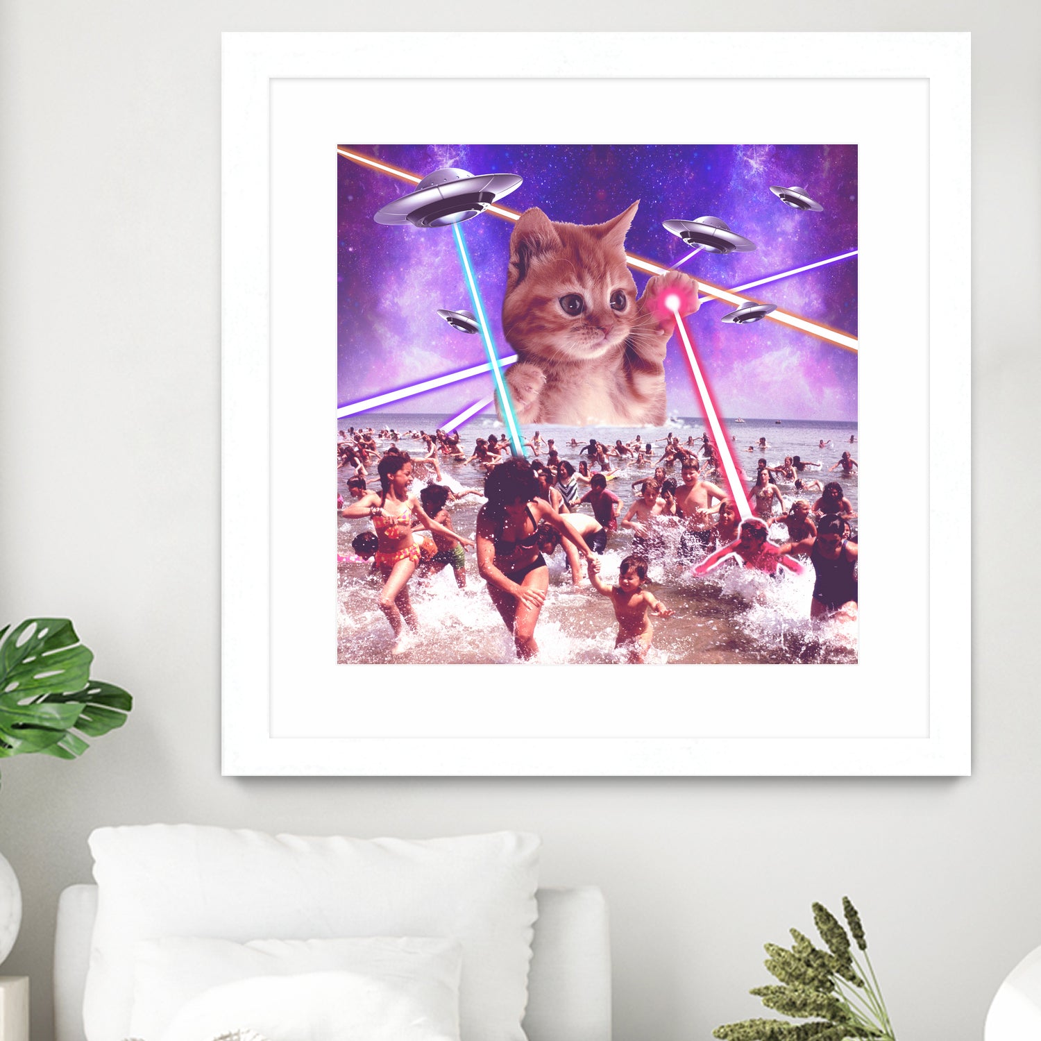 cat invader from space galaxy marsians by Damian Augustyniak on GIANT ART - white photo manipulation