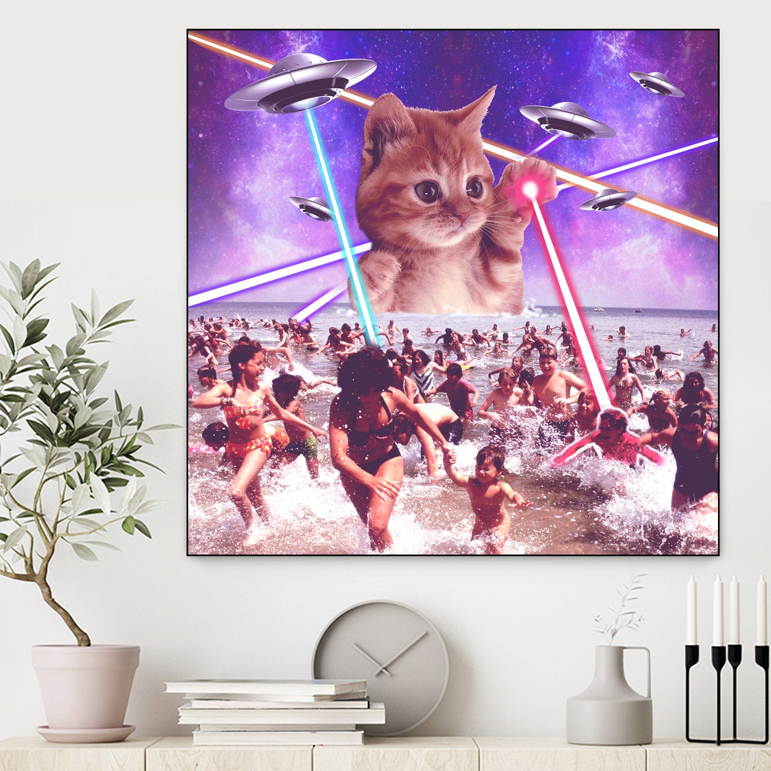 cat invader from space galaxy marsians by Damian Augustyniak on GIANT ART - white photo manipulation