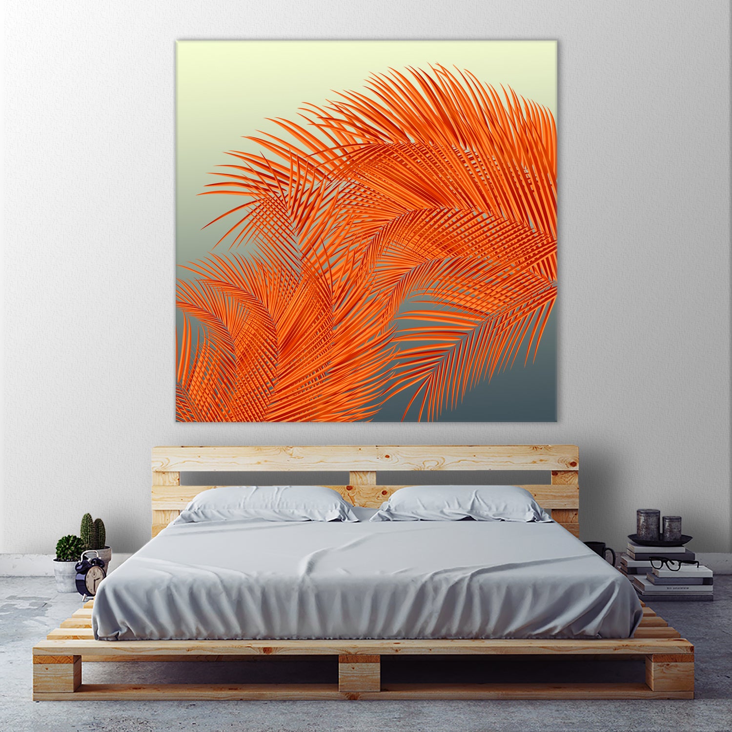 Summer Palm Leaves, Orange by Jiri Svetlik on GIANT ART - orange digital painting