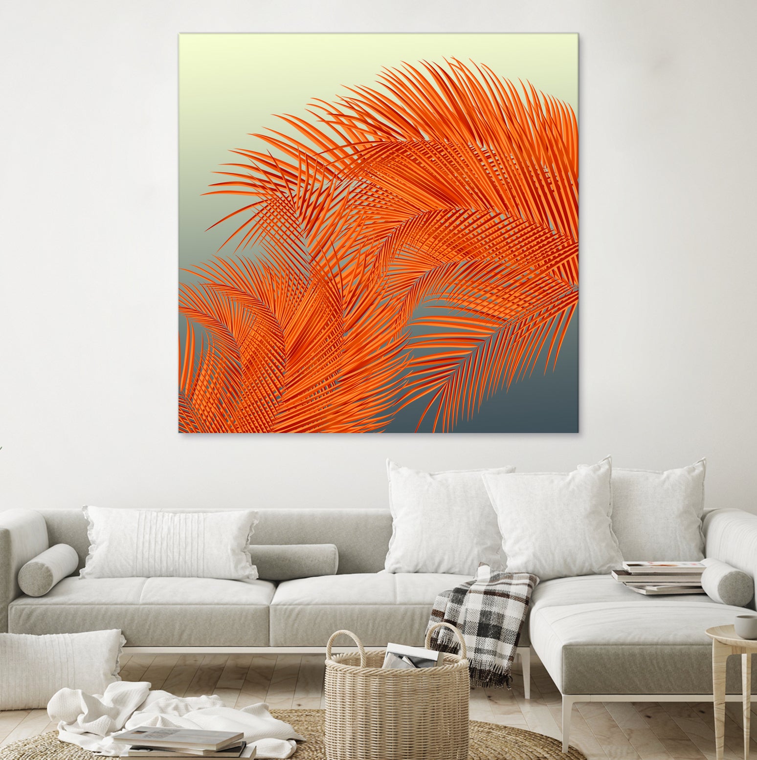 Summer Palm Leaves, Orange by Jiri Svetlik on GIANT ART - orange digital painting