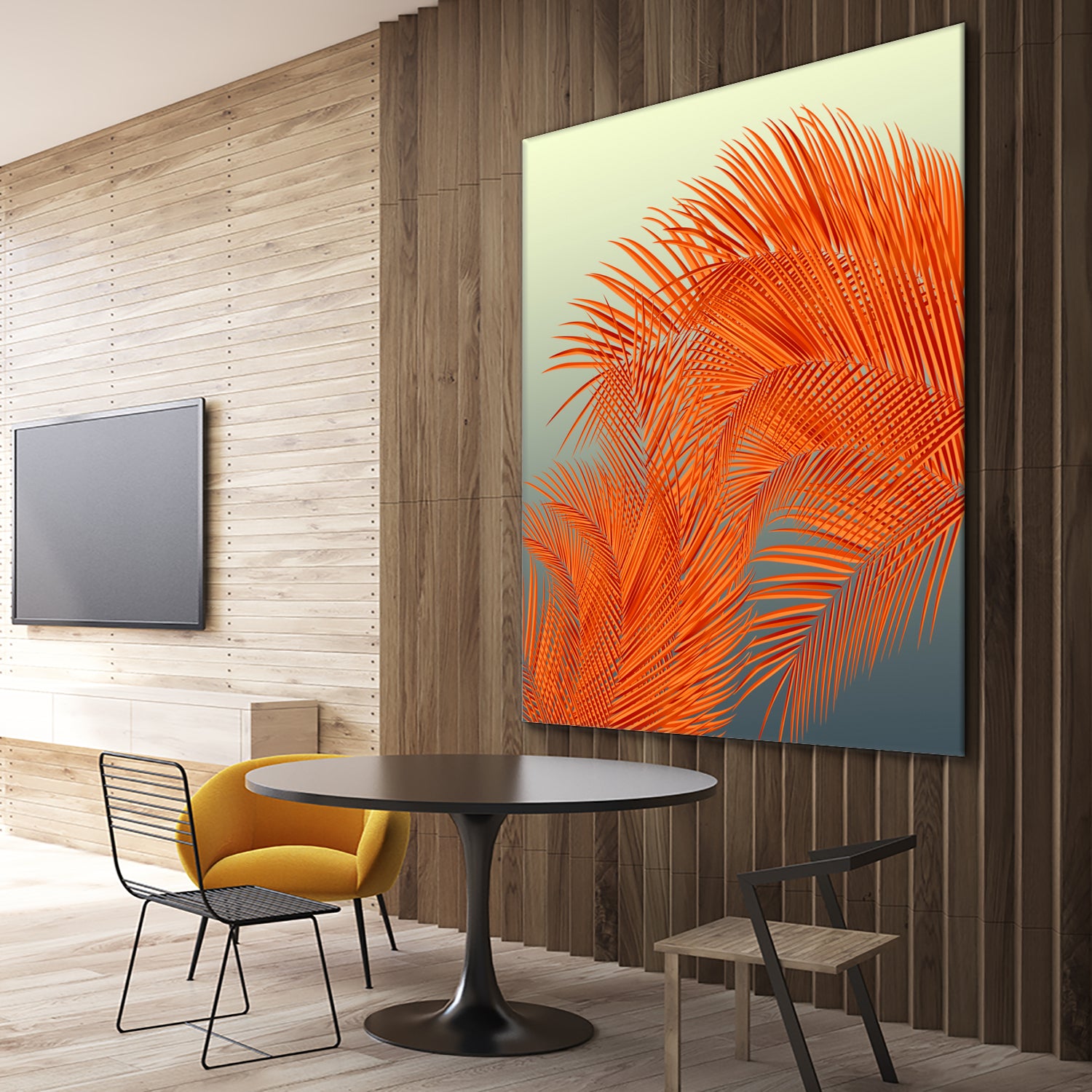 Summer Palm Leaves, Orange by Jiri Svetlik on GIANT ART - orange digital painting