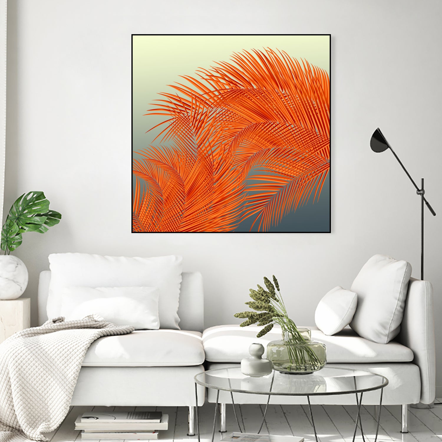 Summer Palm Leaves, Orange by Jiri Svetlik on GIANT ART - orange digital painting