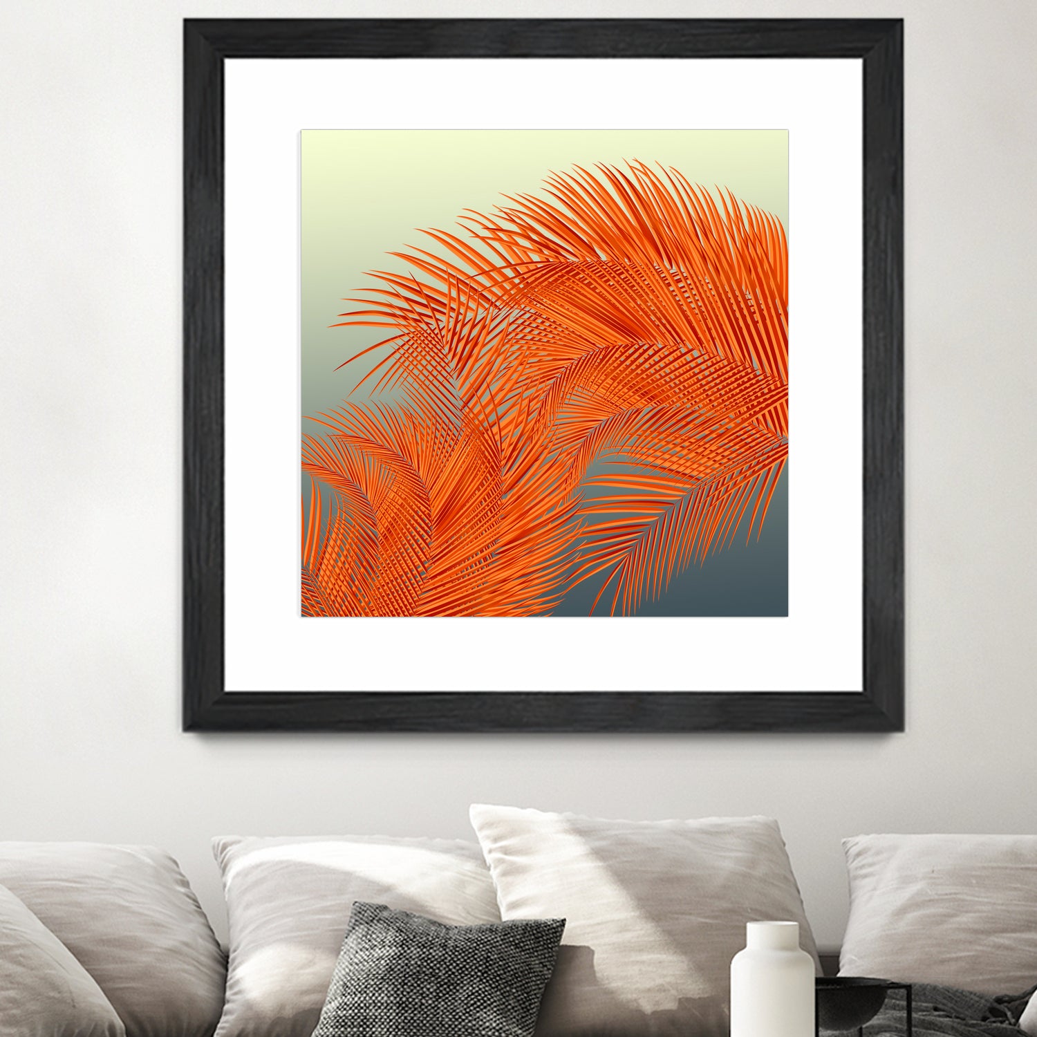 Summer Palm Leaves, Orange by Jiri Svetlik on GIANT ART - orange digital painting