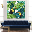 Toucans Tropical Banana Leaves Pattern by Brigitte Carre on GIANT ART - green digital painting