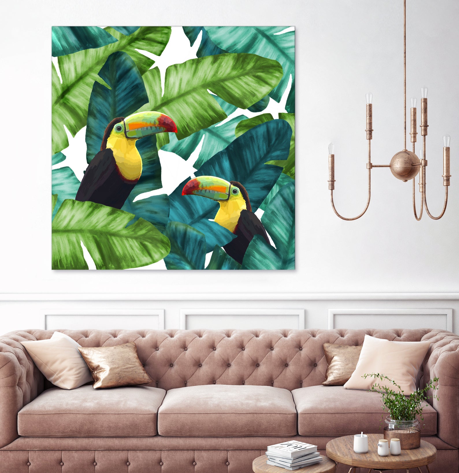 Toucans Tropical Banana Leaves Pattern by Brigitte Carre on GIANT ART - green digital painting