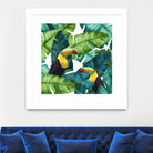 Toucans Tropical Banana Leaves Pattern by Brigitte Carre on GIANT ART - green digital painting