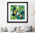 Toucans Tropical Banana Leaves Pattern by Brigitte Carre on GIANT ART - green digital painting