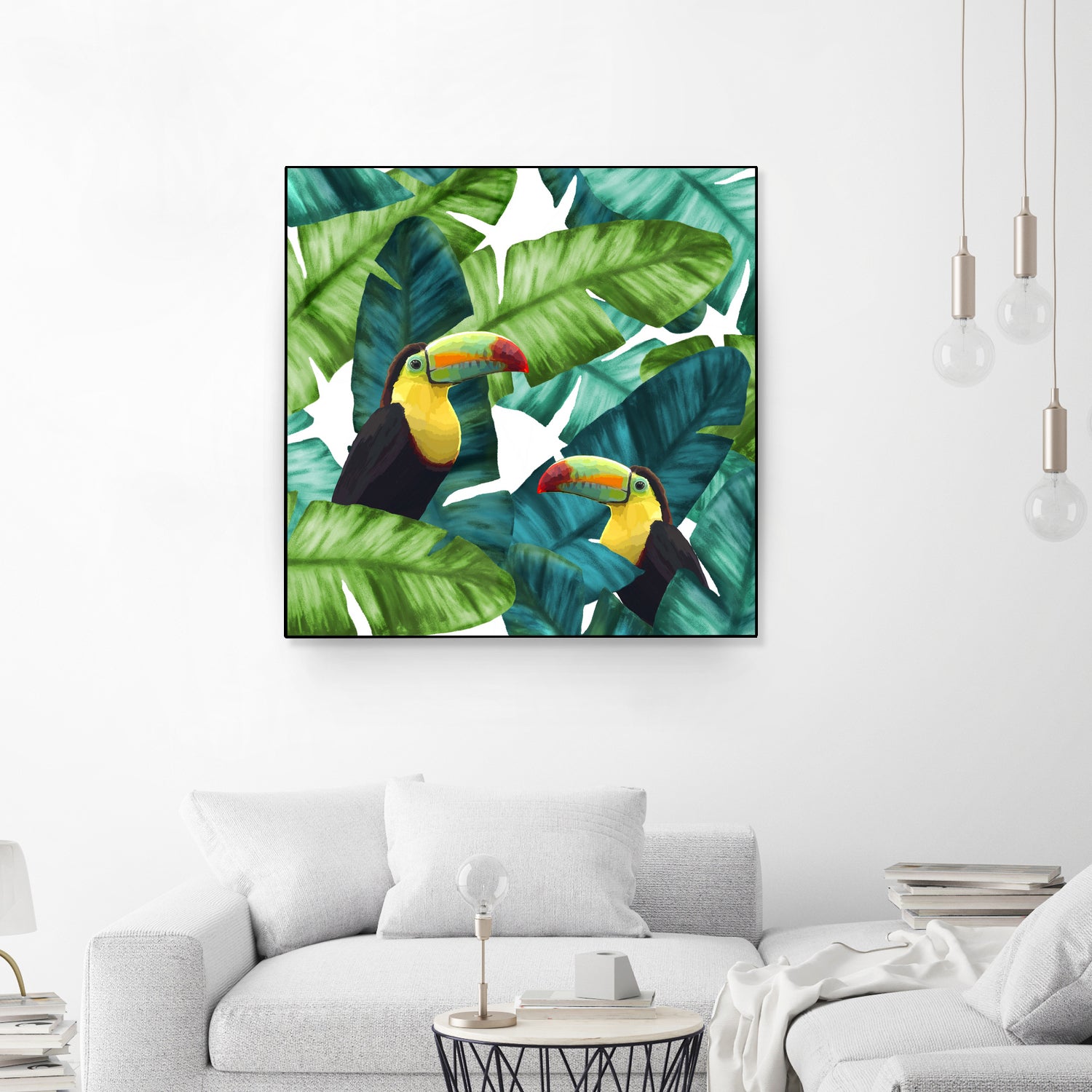 Toucans Tropical Banana Leaves Pattern by Brigitte Carre on GIANT ART - green digital painting