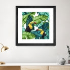 Toucans Tropical Banana Leaves Pattern by Brigitte Carre on GIANT ART - green digital painting