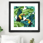 Toucans Tropical Banana Leaves Pattern by Brigitte Carre on GIANT ART - green digital painting