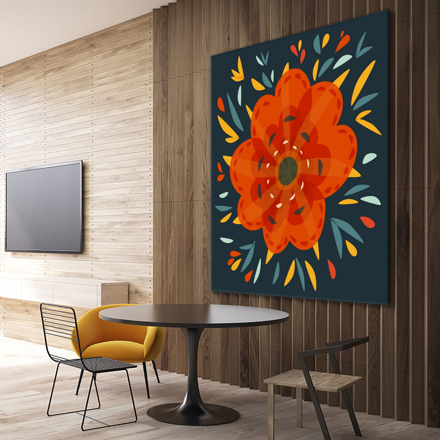 Whimsical Decorative Orange Flower by Boriana Giormova on GIANT ART - orange digital drawing