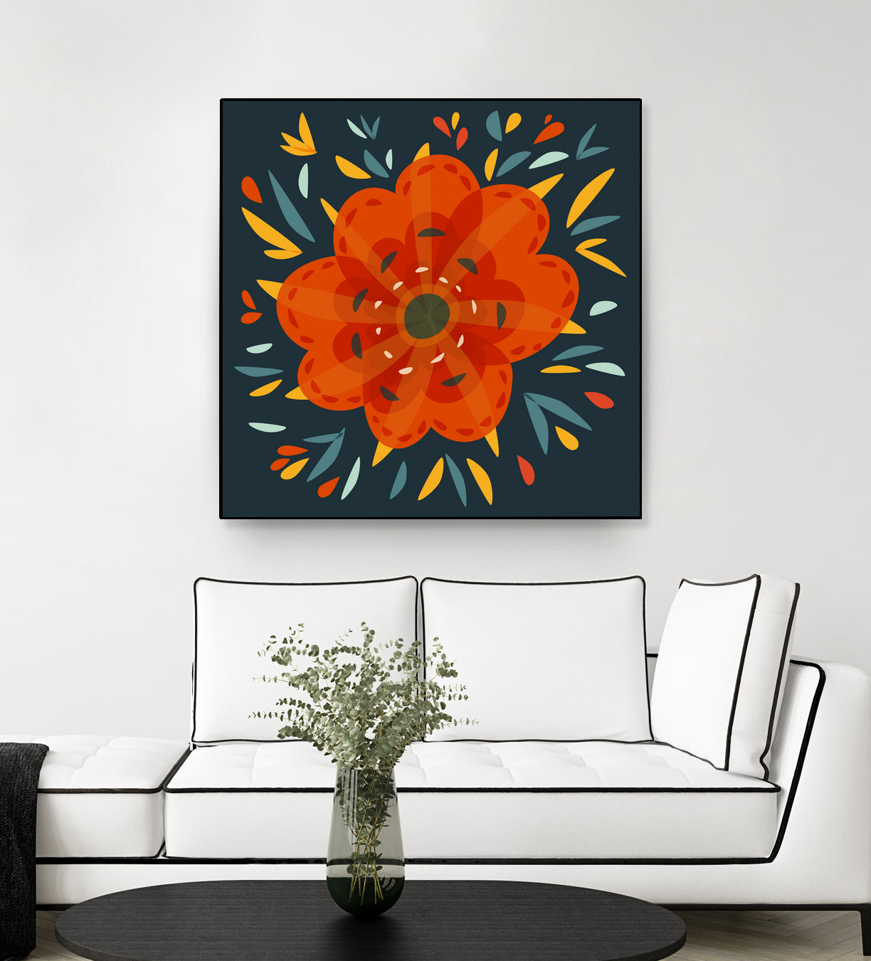 Whimsical Decorative Orange Flower by Boriana Giormova on GIANT ART - orange digital drawing