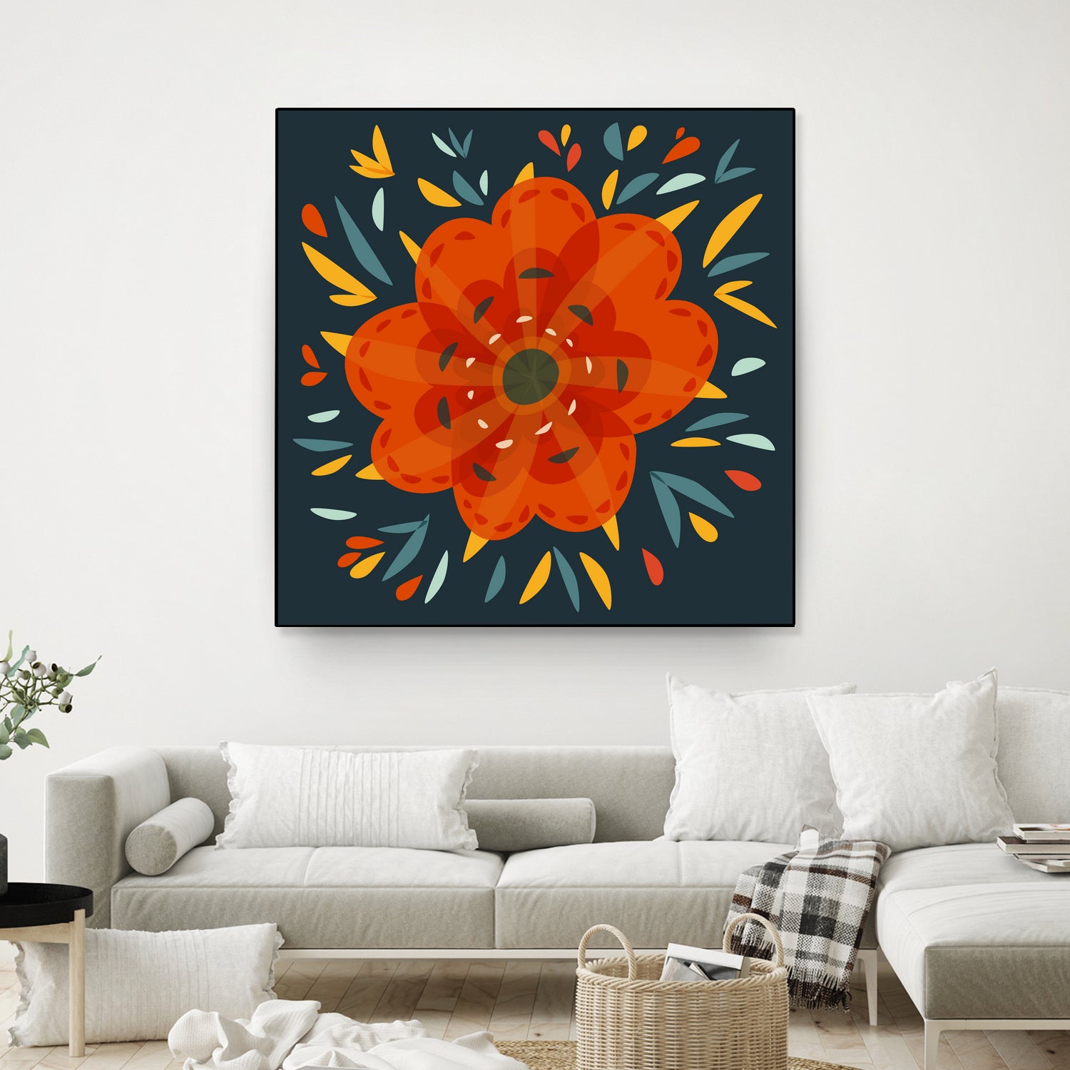 Whimsical Decorative Orange Flower by Boriana Giormova on GIANT ART - orange digital drawing