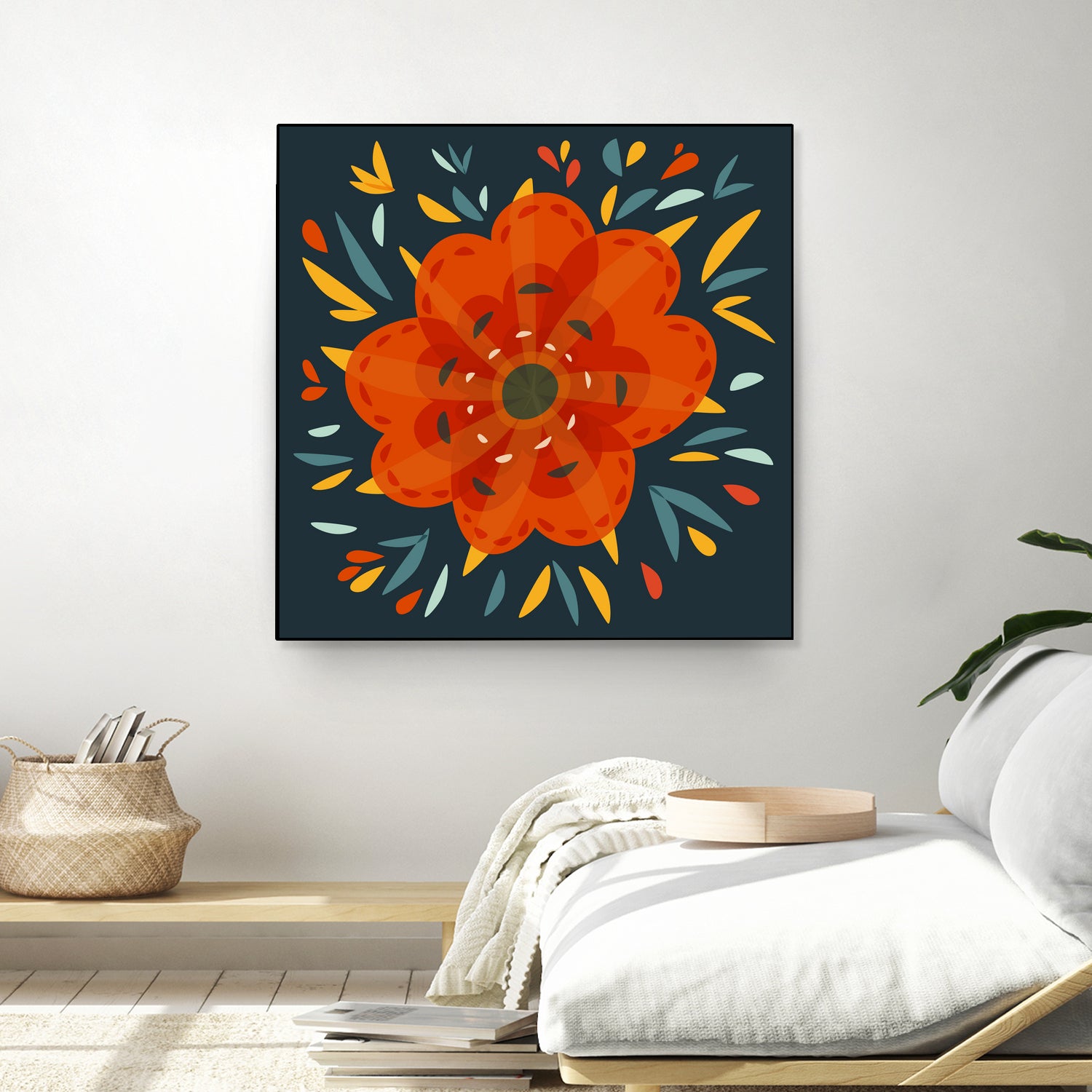 Whimsical Decorative Orange Flower by Boriana Giormova on GIANT ART - orange digital drawing