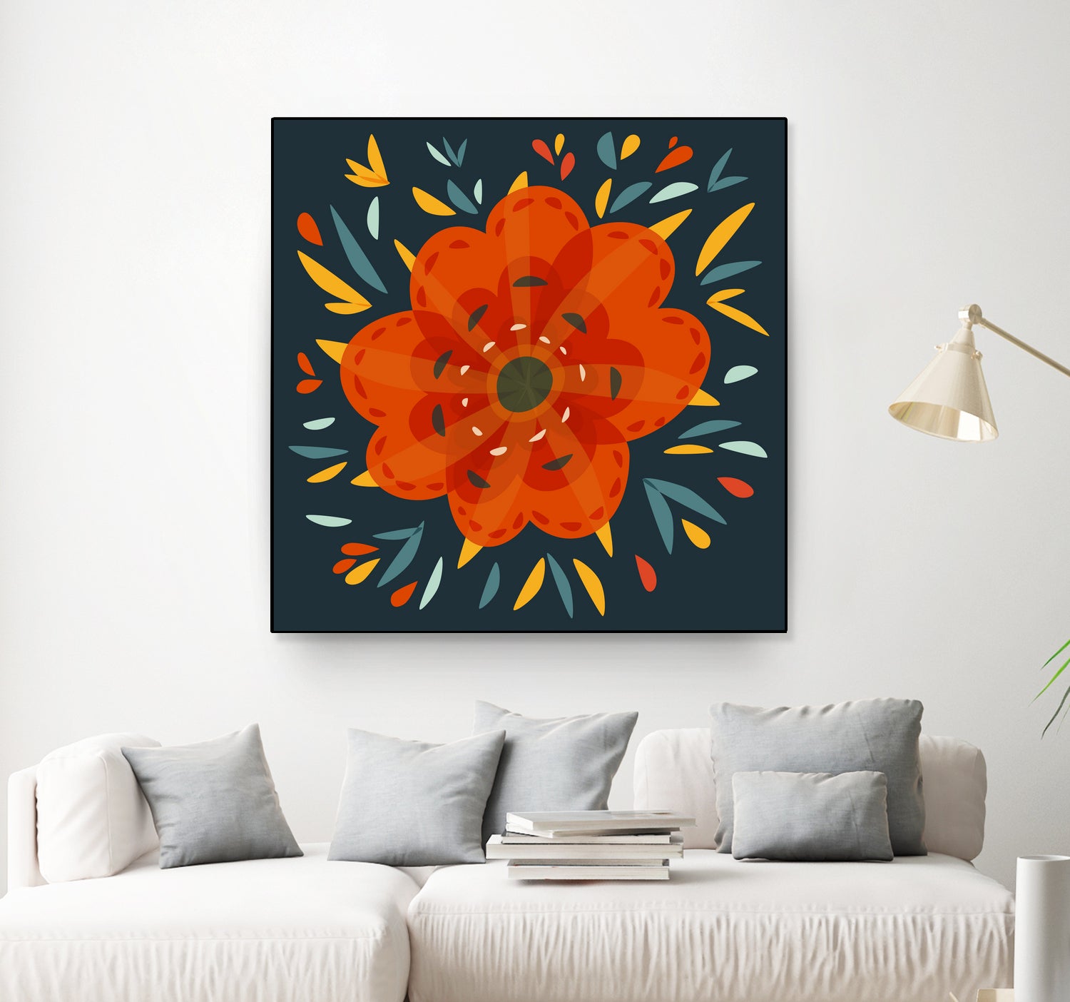 Whimsical Decorative Orange Flower by Boriana Giormova on GIANT ART - orange digital drawing