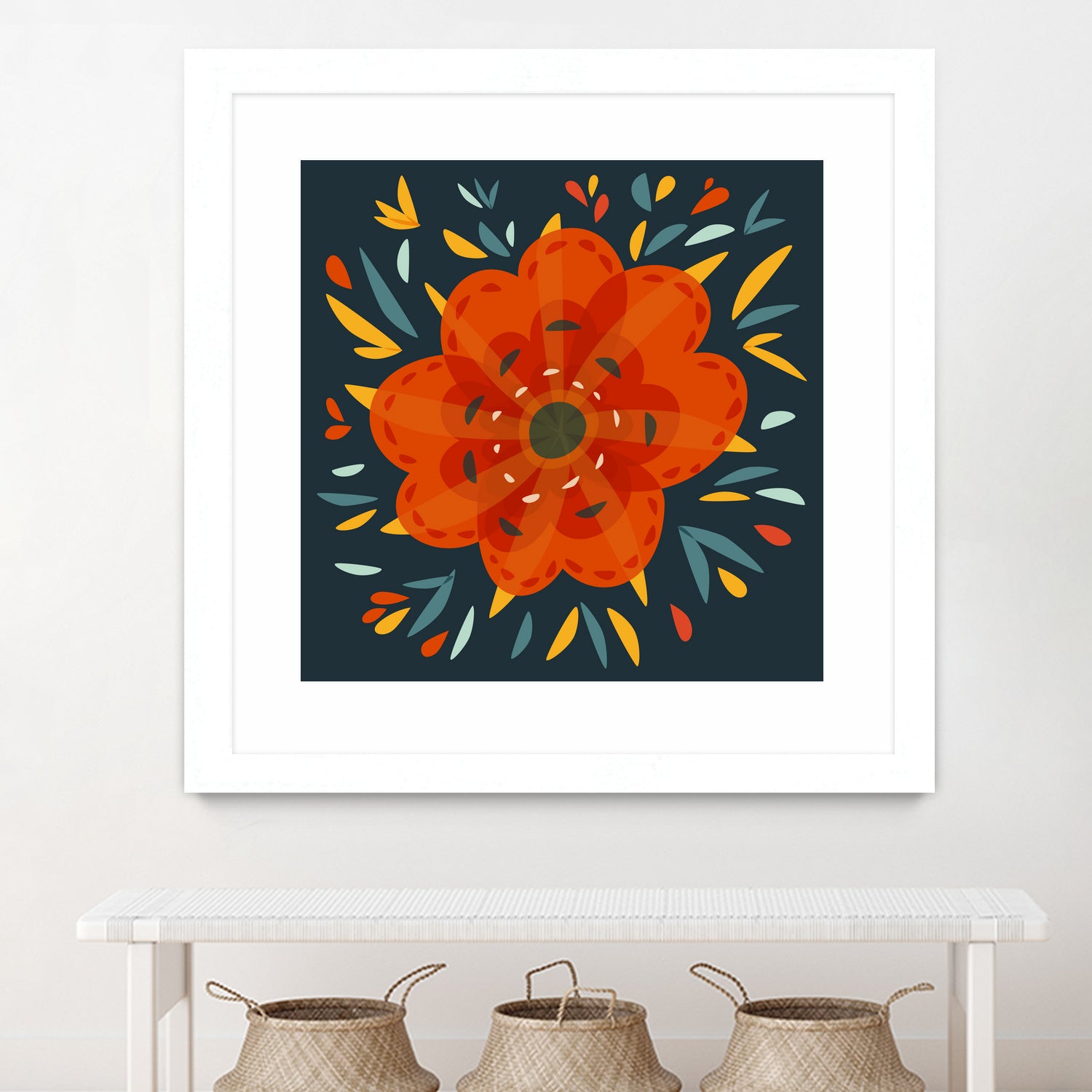 Whimsical Decorative Orange Flower by Boriana Giormova on GIANT ART - orange digital drawing