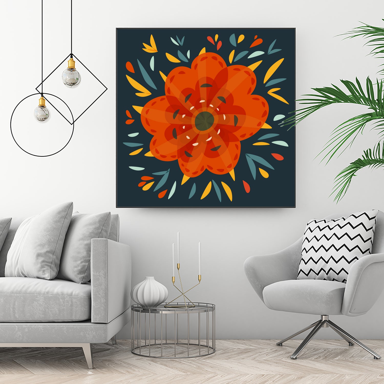 Whimsical Decorative Orange Flower by Boriana Giormova on GIANT ART - orange digital drawing