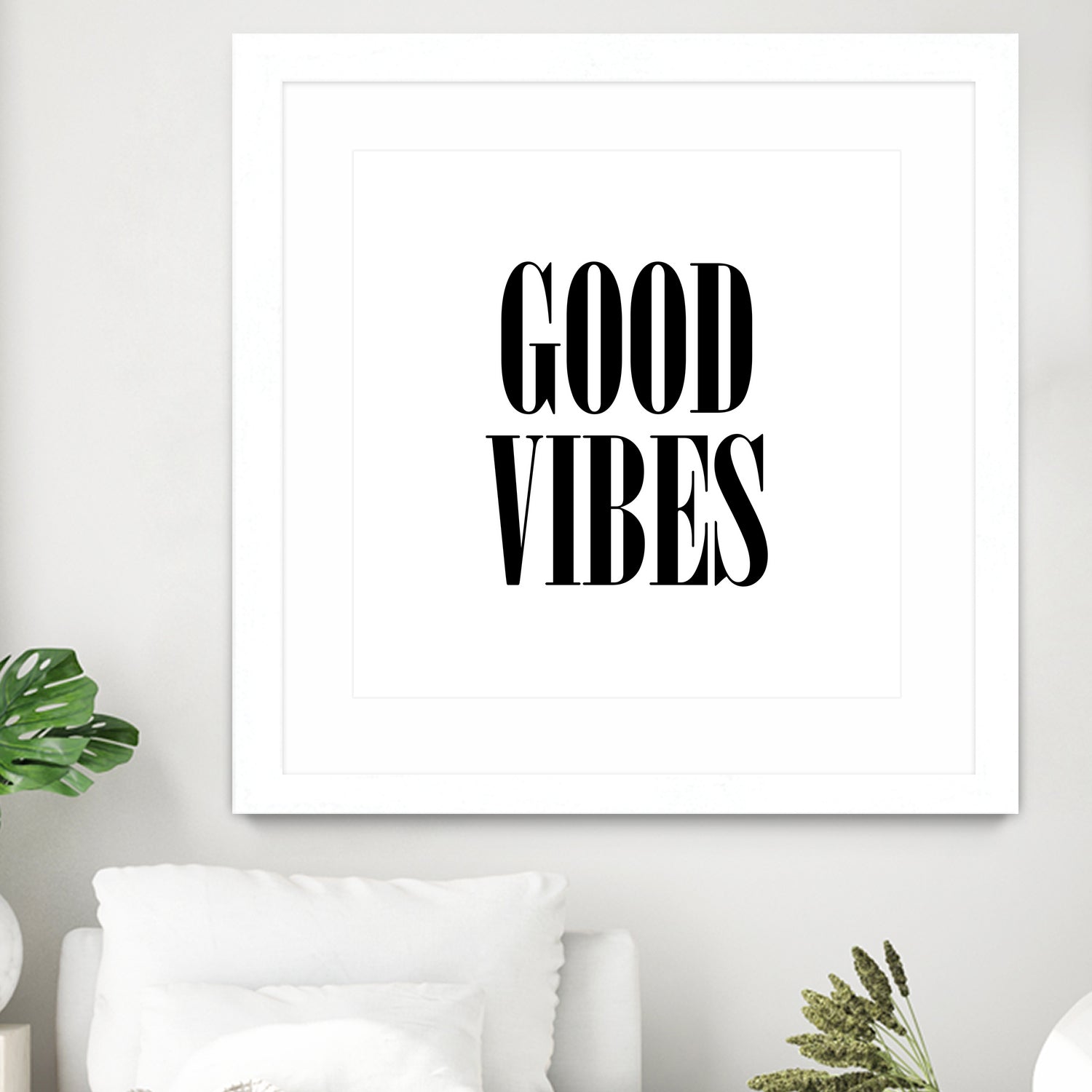 Good Vibes by Neli Dimitrova on GIANT ART - white typography